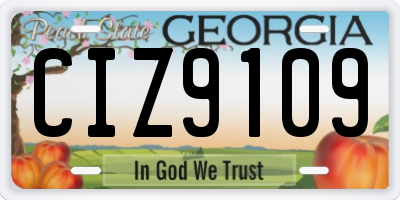 GA license plate CIZ9109