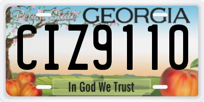 GA license plate CIZ9110