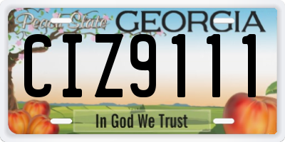 GA license plate CIZ9111
