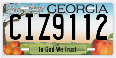 GA license plate CIZ9112