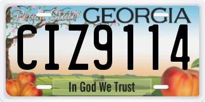 GA license plate CIZ9114