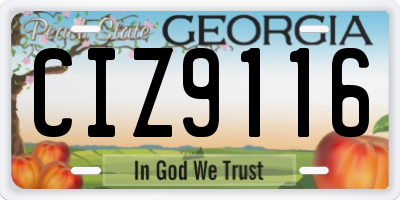 GA license plate CIZ9116
