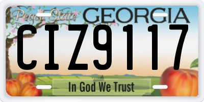GA license plate CIZ9117