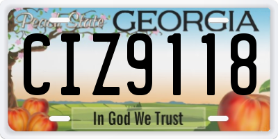 GA license plate CIZ9118