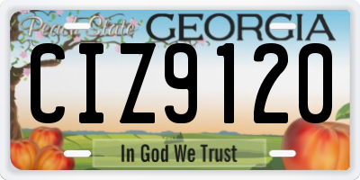 GA license plate CIZ9120