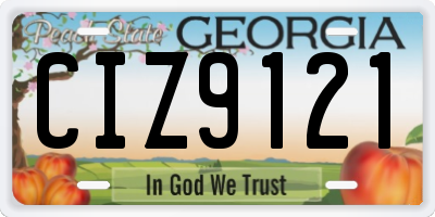 GA license plate CIZ9121