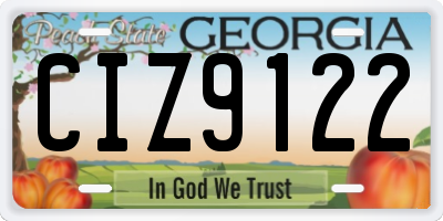 GA license plate CIZ9122