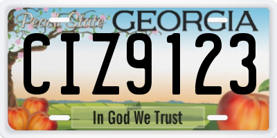 GA license plate CIZ9123
