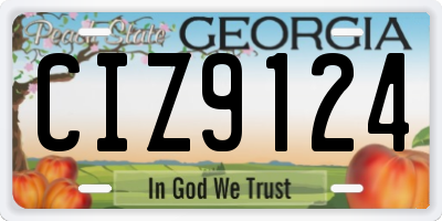GA license plate CIZ9124