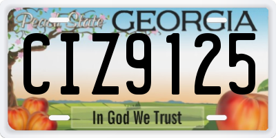 GA license plate CIZ9125