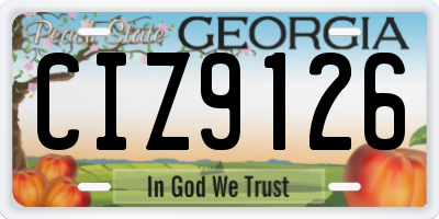 GA license plate CIZ9126