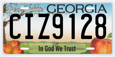 GA license plate CIZ9128