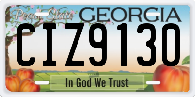 GA license plate CIZ9130
