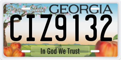 GA license plate CIZ9132