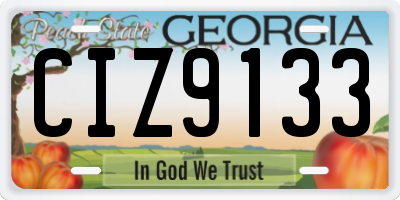 GA license plate CIZ9133