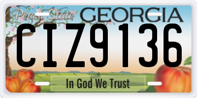 GA license plate CIZ9136