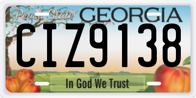 GA license plate CIZ9138
