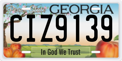 GA license plate CIZ9139