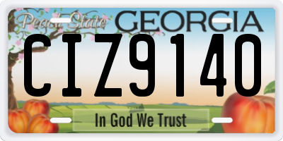 GA license plate CIZ9140