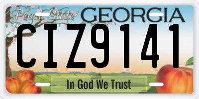 GA license plate CIZ9141