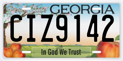 GA license plate CIZ9142
