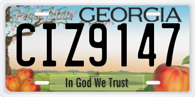 GA license plate CIZ9147