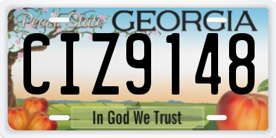 GA license plate CIZ9148