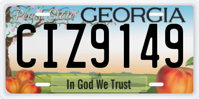 GA license plate CIZ9149