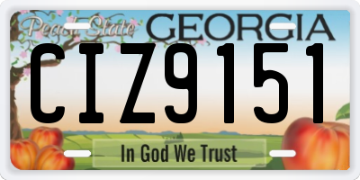 GA license plate CIZ9151