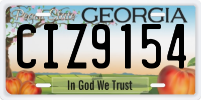 GA license plate CIZ9154