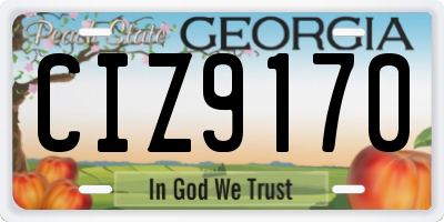 GA license plate CIZ9170
