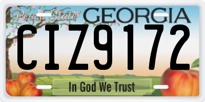 GA license plate CIZ9172