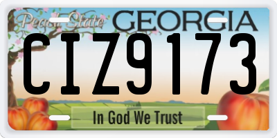 GA license plate CIZ9173