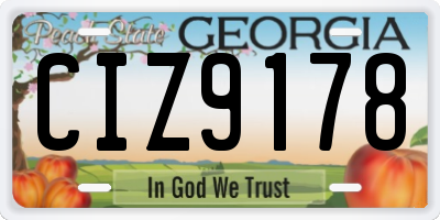 GA license plate CIZ9178