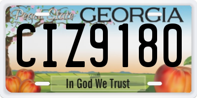 GA license plate CIZ9180