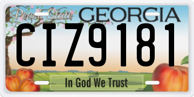 GA license plate CIZ9181