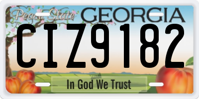 GA license plate CIZ9182