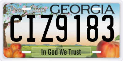 GA license plate CIZ9183