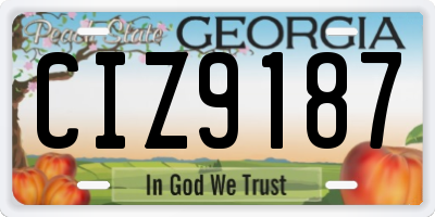 GA license plate CIZ9187
