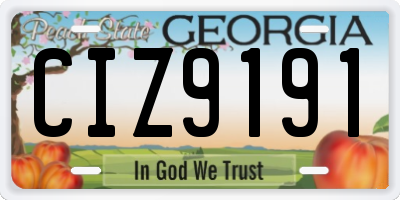 GA license plate CIZ9191