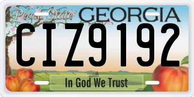 GA license plate CIZ9192