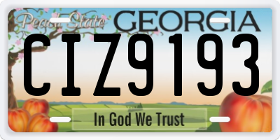 GA license plate CIZ9193
