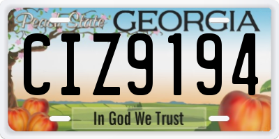 GA license plate CIZ9194