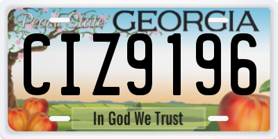 GA license plate CIZ9196
