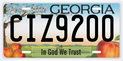 GA license plate CIZ9200