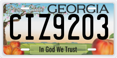 GA license plate CIZ9203