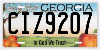 GA license plate CIZ9207