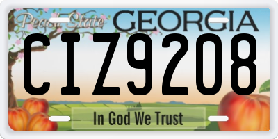 GA license plate CIZ9208