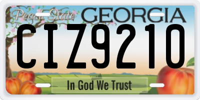 GA license plate CIZ9210