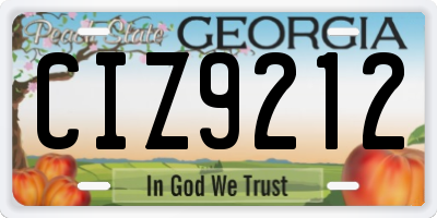 GA license plate CIZ9212